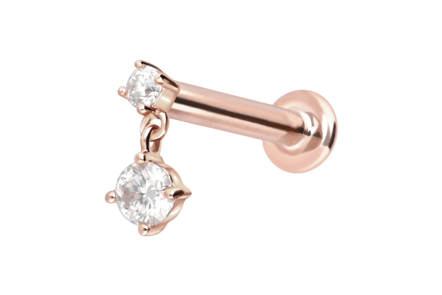 14 Karat Gold Labret Piercing mit Innengewinde 2 MOISSANITE
